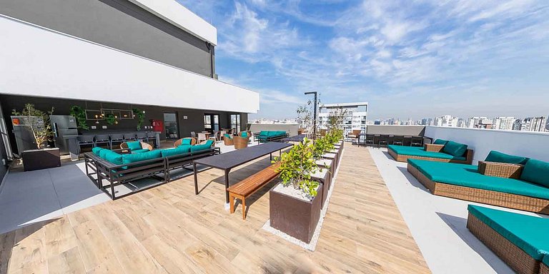 Studio no Itaim com Rooftop, ao lado do Ibirapuera