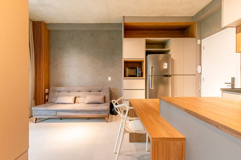 Studio em condomínio de luxo com estacionamento
