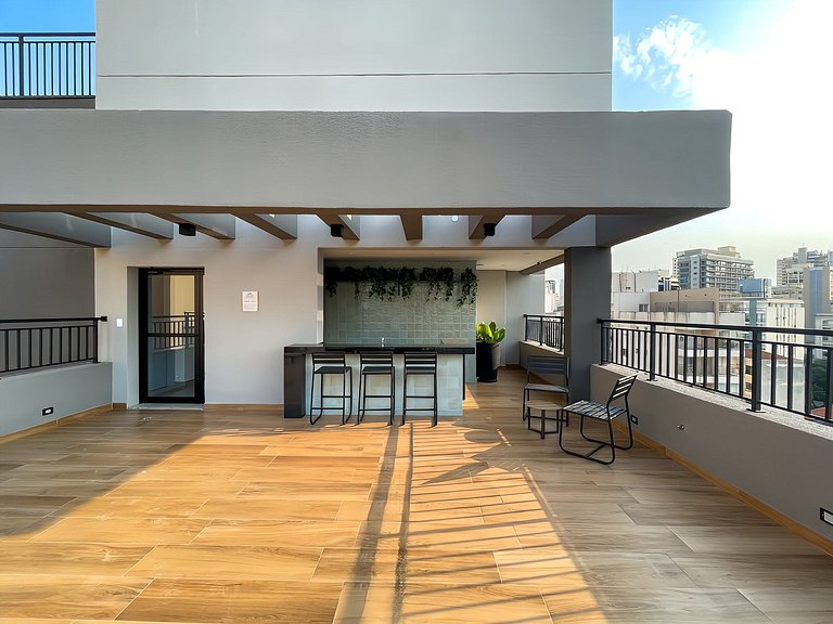 Apartamento NOVO com piscina, metro Higienópolis