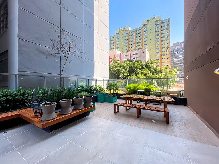 Home office, varanda e piscina na Vila Mariana