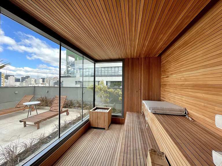 Charmoso Studio com sauna / Rua Augusta